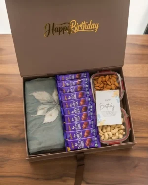 Premium Saree, Chocolate & Dry Fruits Gift Hamper