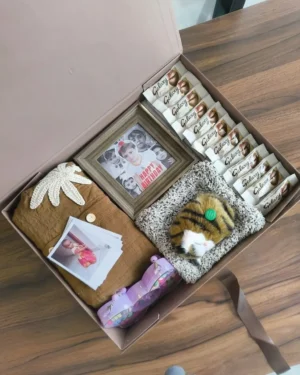 Premium Women's Gift Hamper with Saree, Photo Frame & Chocolates