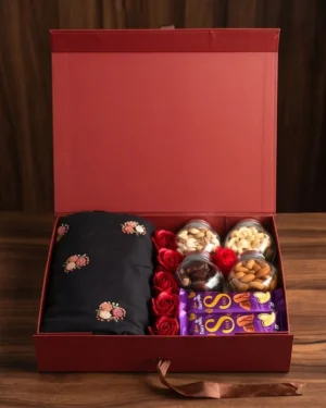 Luxury Saree, Dry Fruits & Chocolate Gift Hamper