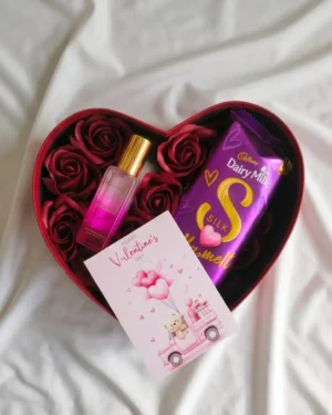Luxury Heart Box Chocolate & Perfume Gift Hamper