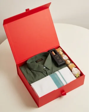 Premium Men's Shirt & Kerala Mundu Gift Hamper with Perfume