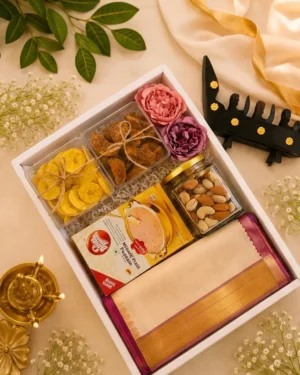 Premium Kerala Saree & Dry Fruits Gift Hamper