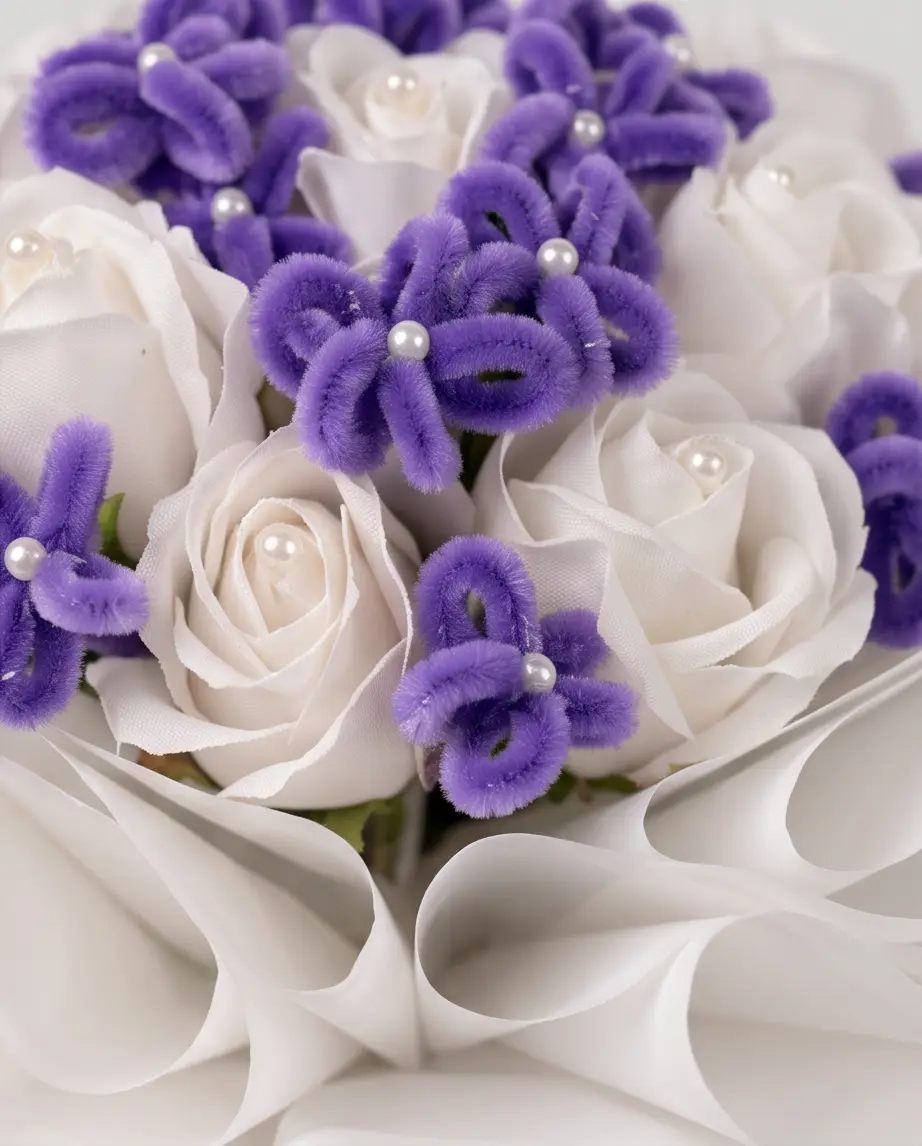 Premium White & Lavender Flower Bouquet - Image 2