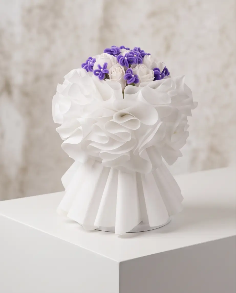 Premium White & Lavender Flower Bouquet - Image 3