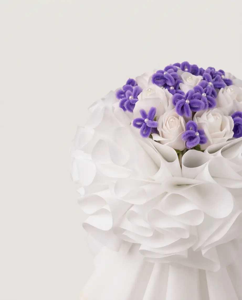 Premium White & Lavender Flower Bouquet - Image 4