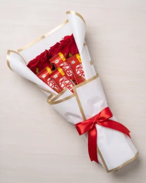 Red Rose & KitKat Chocolate Bouquet