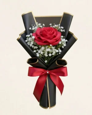 Single Red Rose Bouquet