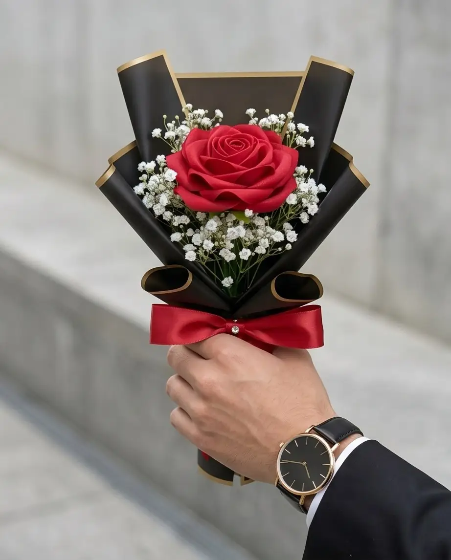 Single Red Rose Bouquet - Image 4