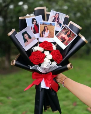 Personalized Crochet Flower Photo Bouquet
