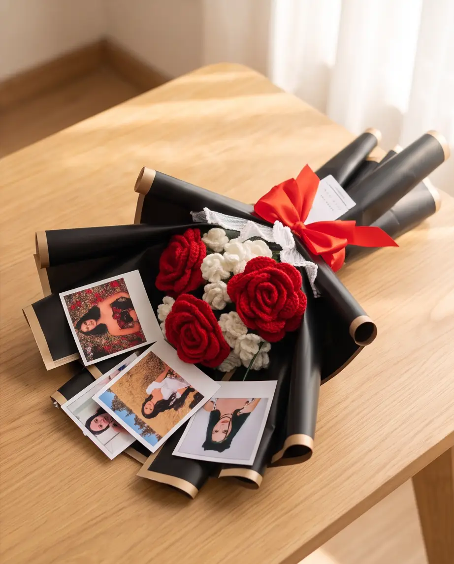 Personalized Crochet Flower Photo Bouquet - Image 4